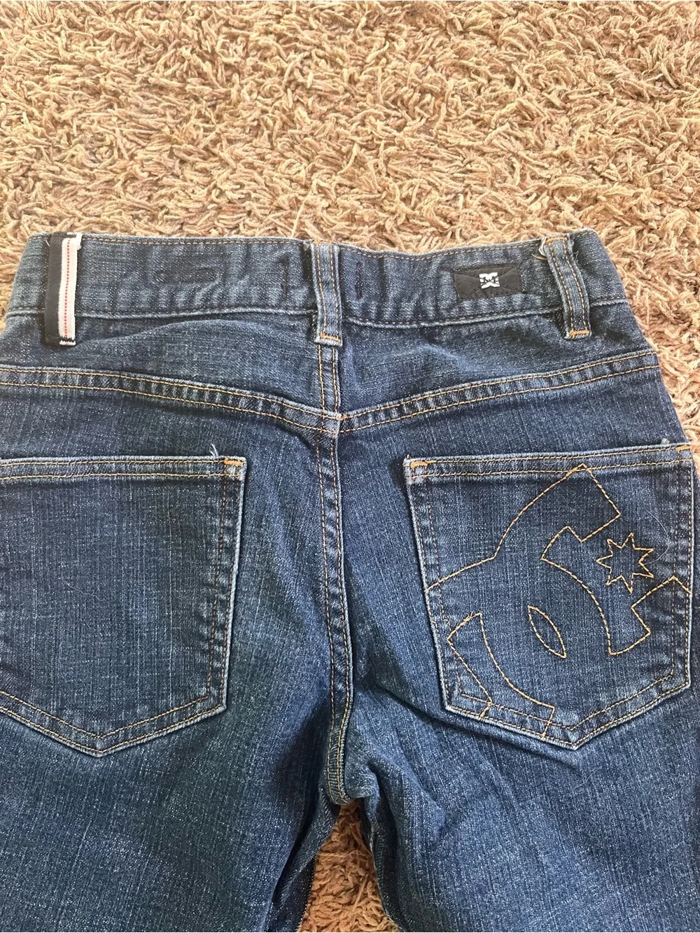 DC Kids Dark Blue Straight Jeans with Orange Stitching